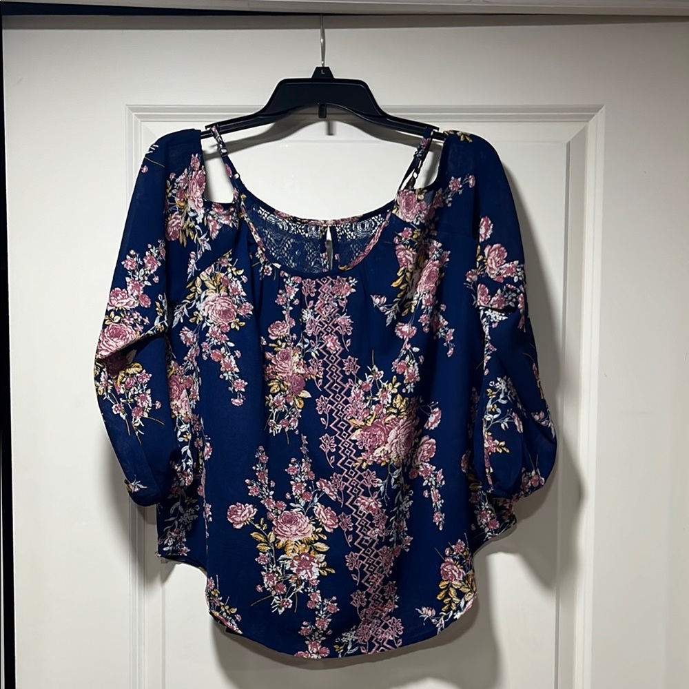 Floral Navy Blue Women's Top